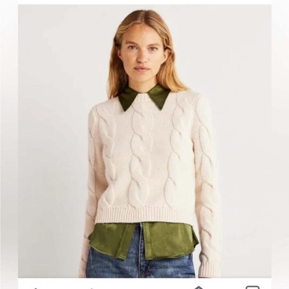 Boden Sweater Cable Knit in Warm Ivory Crewneck